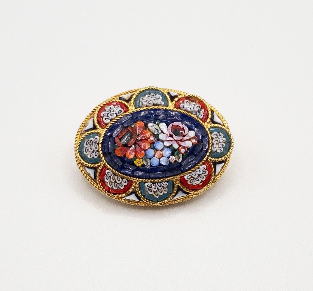 Beautiful Floral Italian Micro Mosaic Brooch