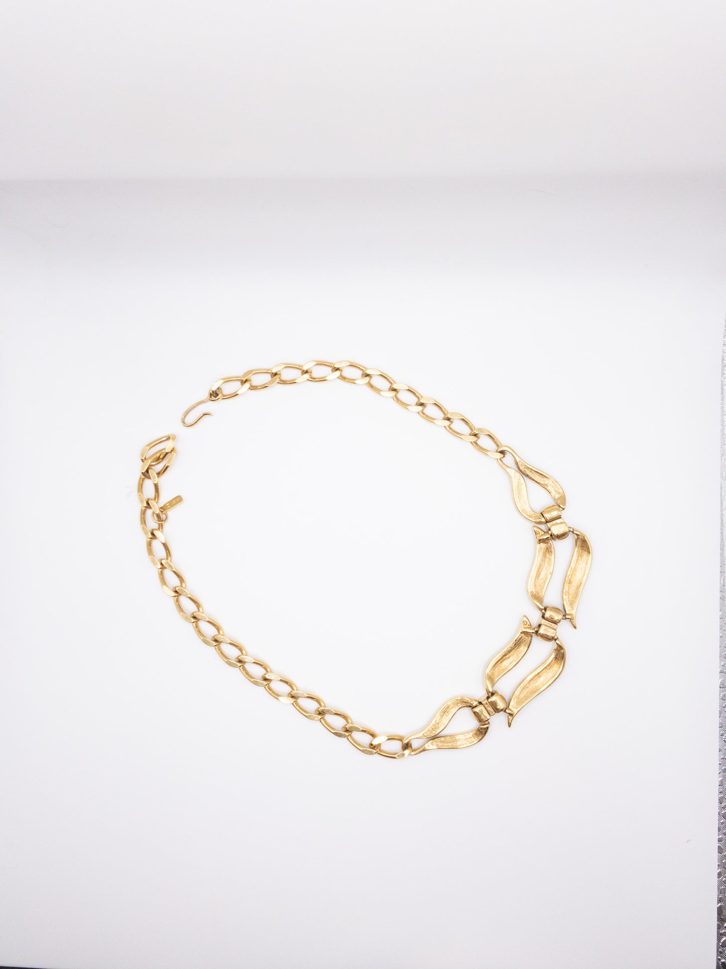 Vintage Monet 1990s black enamel and gold chain statement necklace choker