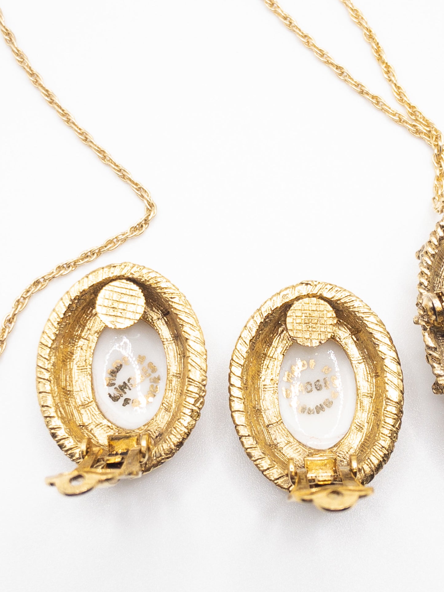 Vintage Limoges ladies portrait necklace and earring set